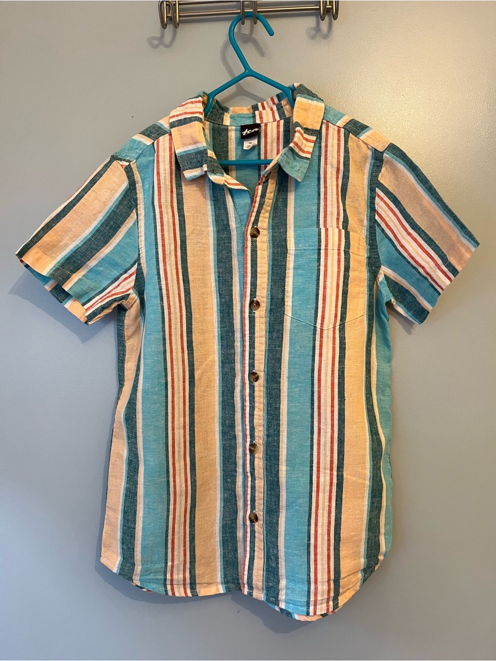Tea Collection Boy’s Linen Cotton Blend Striped Button Down